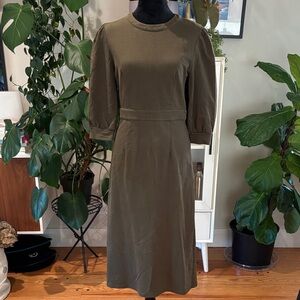 Elegant 3/4 Sleeve Olive Jersey Dress
